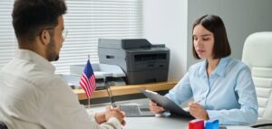 Student attending UK visa credibility interview